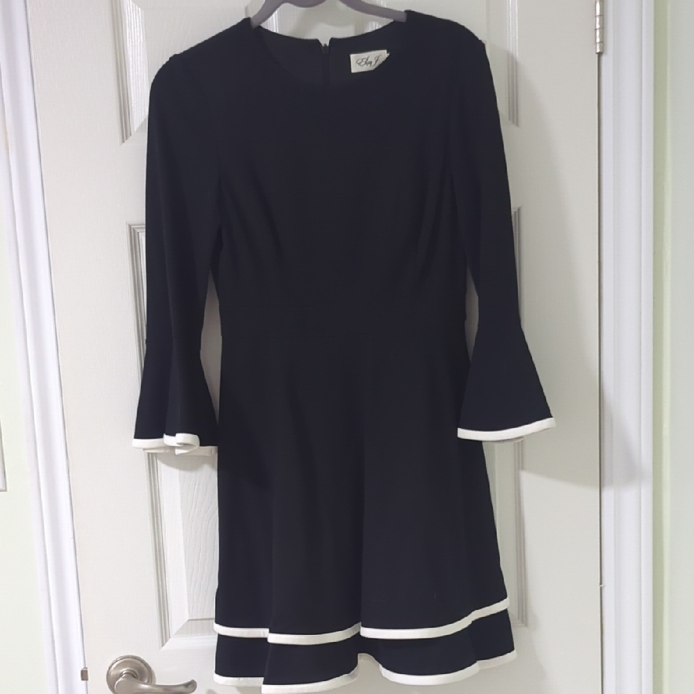 Eliza J Black Dress with White Trim